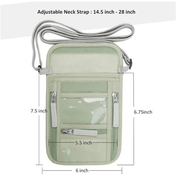 Passport Holder Neck Pouch Travel Wallet for Women and Men, RFID - Picture 2 of 7